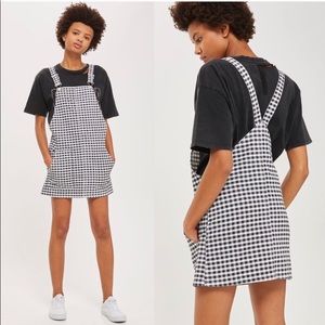 Checkered plaid overall dress